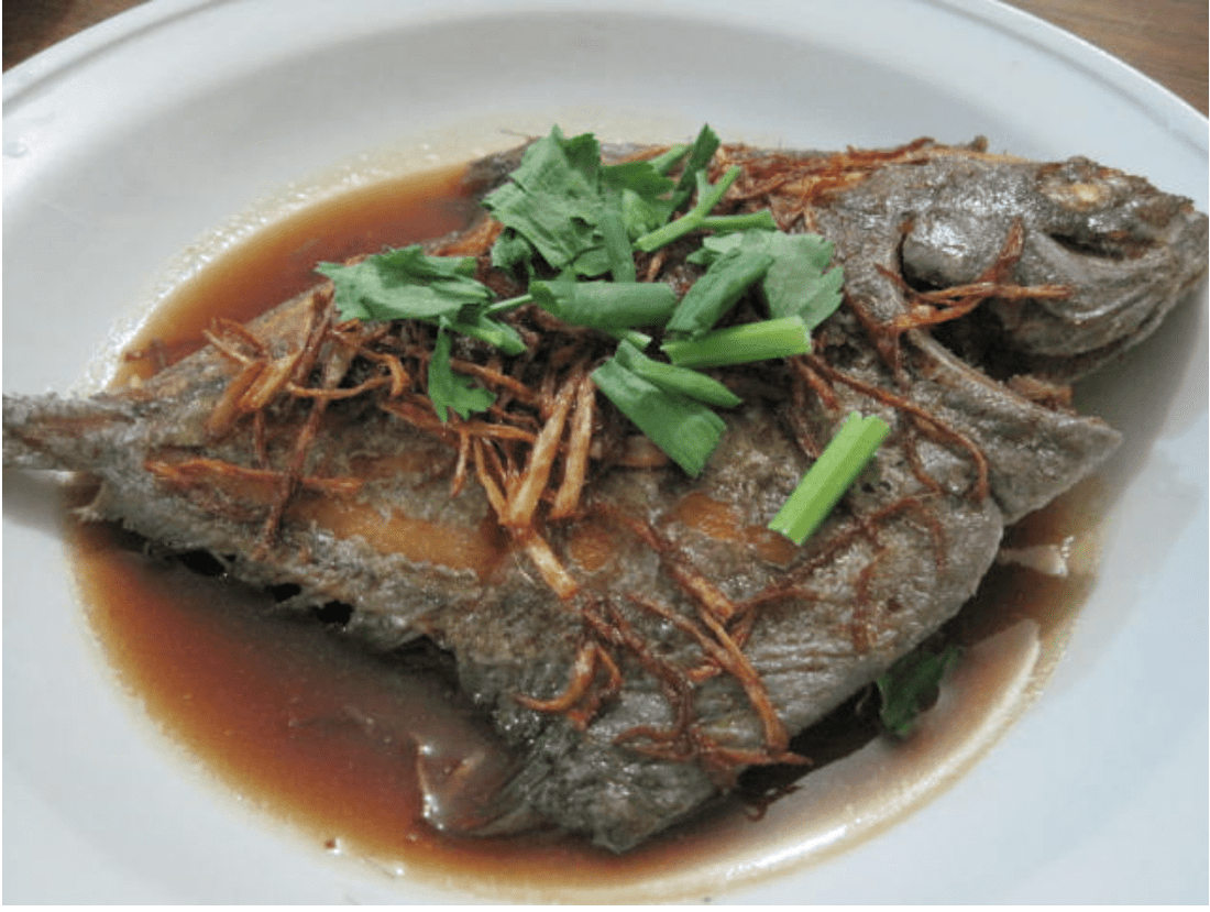 Deep Fried Black Pomfret with Ginger - Catch Of The Day Singapore