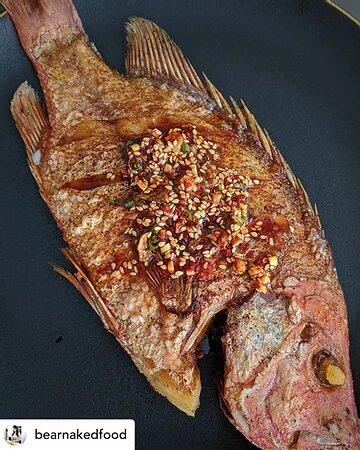 Roasted Red Snapper with Spicy Soy Sauce by @bearnakedfood - Catch Of The Day Singapore