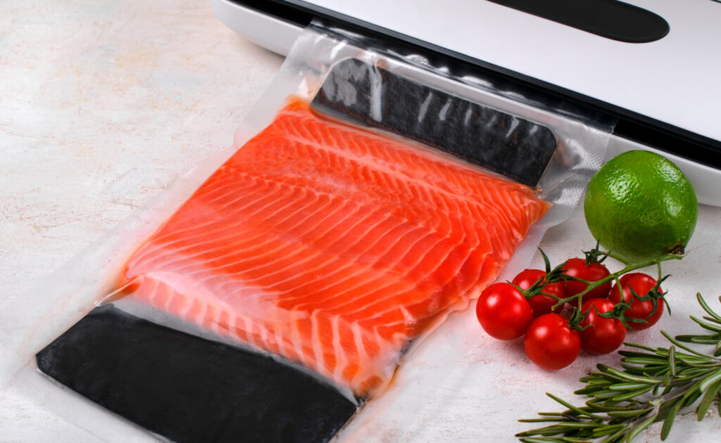 Vacuum-sealed salmon fillet prepared for online seafood delivery in Singapore
